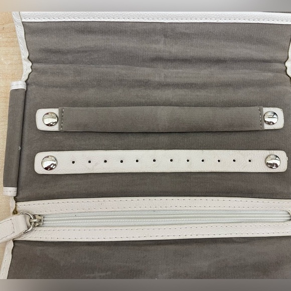 Chamilia Jewelry Travel Pouch White Leatherette Tie up Bag 4"x8" - Picture 6 of 8